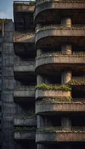 brutalist architecture,multi storey car park,hashima,apartment block,concrete,gunkanjima,apartment blocks,balconies,urban landscape,concrete blocks,tower block,concrete construction,block of flats,strata,habitat 67,block balcony,reinforced concrete,highrise,battery gardens,apartment building,Photography,General,Fantasy