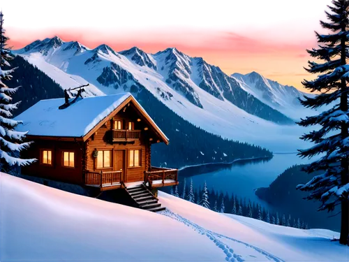 winter house,snow house,the cabin in the mountains,winter background,mountain hut,house in mountains,winter landscape,snow landscape,chalet,mountain huts,ski resort,snow scene,home landscape,cottage,log cabin,christmas landscape,small cabin,house in the mountains,snowy landscape,snowhotel,Illustration,Realistic Fantasy,Realistic Fantasy 27