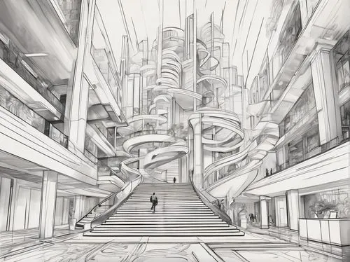 arcology,undercity,unbuilt,rahxephon,praetorium,cybercity,ancient city,shinra,labyrinthine,manufactory,corridors,coruscant,aeon,labyrinths,biomechanical,labyrinthian,spaceship space,megastructure,environments,cyberworld,Illustration,Black and White,Black and White 05