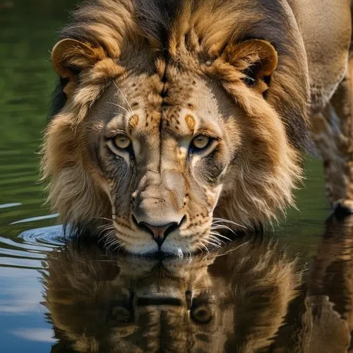 african lion,panthera leo,reflection in water,water reflection,male lion,reflexed,reflection,surface tension,king of the jungle,reflected,reflections in water,magan,aslan,female lion,lioness,tigon,male lions,leonine,reflecting,waterhole,Photography,General,Natural