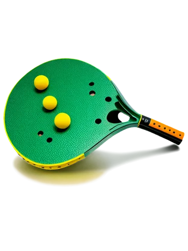 Transparent background, pickleball, sports equipment, green and yellow colors, textured surface, rounded edges, shiny reflection, dynamic pose, flying motion, 3/4 composition, soft focus, natural ligh