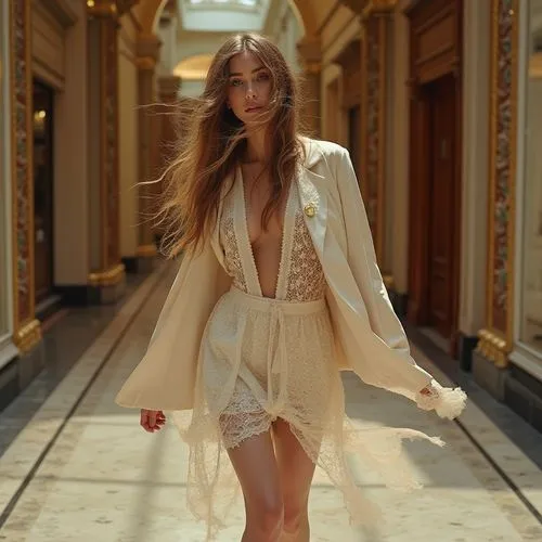 the woman is dressed in a short dress and jacket,blumarine,summer coat,versailles,evgenia,parisienne,tereshchuk,Photography,Fashion Photography,Fashion Photography 03