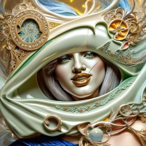 the carnival of venice,venetian mask,baroque angel,fantasy portrait,fantasy woman,blue enchantress,art nouveau,fantasy art,the enchantress,sorceress,beautiful bonnet,the angel with the veronica veil,w