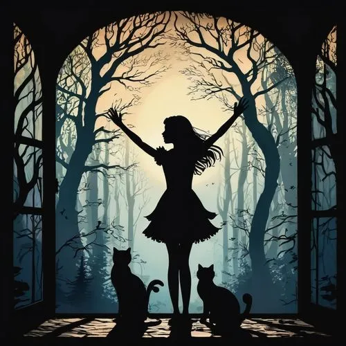 halloween silhouettes,alice in wonderland,halloween poster,children's fairy tale,silhouette art,fairy tales,halloween background,fairy tale character,alice,halloween illustration,fairy tale,a fairy tale,little red riding hood,red riding hood,dance silhouette,lindsey stirling,halloween wallpaper,fairytales,wonderland,fae,Illustration,Realistic Fantasy,Realistic Fantasy 02