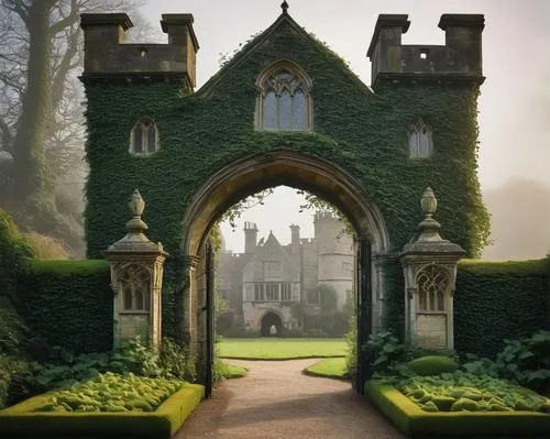 brympton,gatehouses,fairy tale castle,heale,filleigh,ghost castle,elizabethan manor house,tyntesfield,gregynog,the threshold of the house,batsford,harlaxton,rectories,hidcote,country estate,maplecroft,dyffryn,fairytale castle,selborne,royalston,Illustration,Paper based,Paper Based 15