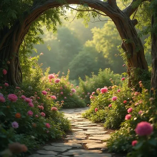 rose arch,pathway,tunnel of plants,to the garden,rose garden,flower garden,secret garden of venus,landscape rose,walkway,way of the roses,cottage garden,nature garden,the mystical path,beautiful garden flowers,wooden path,plant tunnel,arbour,forest path,garden of eden,towards the garden,Photography,General,Realistic