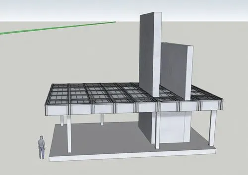 a house with two men standing around it,sketchup,solar cell base,photovoltaic system,carports,mezzanines,revit