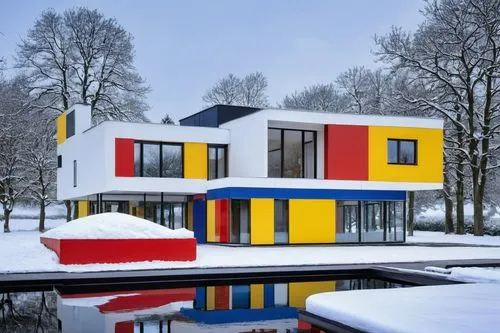 mondrian,cubic house,snowhotel,winter house,cube house,mirror house,cube stilt houses,snow house,snow roof,modern architecture,frisian house,inverted cottage,modern house,danish house,colorful facade,villa,model house,exzenterhaus,holiday home,residential house,Photography,General,Realistic