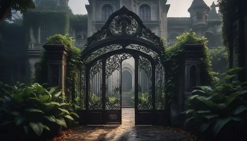 entrada,iron gate,gateway,garden door,the threshold of the house,hall of the fallen,gate,arbor,threshhold,gated,doorways,labyrinthian,wood gate,stone gate,portal,archway,castlevania,heaven gate,the door,maplecroft,Art,Artistic Painting,Artistic Painting 29