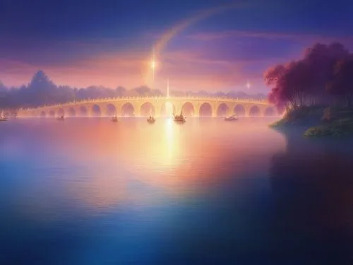 rainbow bridge,arch bridge,love bridge,dragon bridge,fantasy landscape,scenic bridge,angel bridge,tied-arch bridge,bridge,hohenzollern bridge,landscape background,hangman's bridge,viola bridge,dusk ba