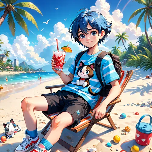 2d,summer background,beach background,summer icons,summer day,yo-kai,cg artwork,malasada,beach scenery,ramune,summer items,dream beach,summer,beach sports,ocean,anime boy,shaved ice,ocean paradise,rei ayanami,ocean background,Anime,Anime,Cartoon