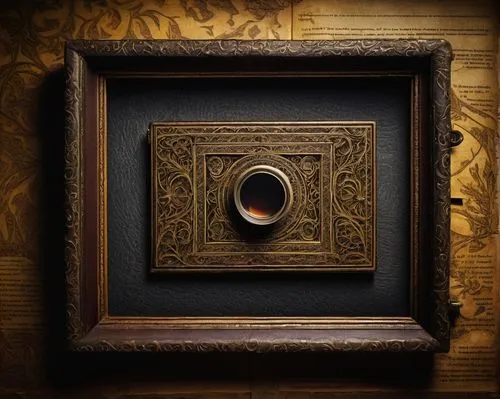 vintage box camera,ambrotype,box camera,wooden box,copper frame,antique background,twin lens reflex,wood frame,decorative frame,vintage camera,lubitel 2,framed paper,picture frame,tea box,viewfinder,wooden frame,framing square,porthole,still life photography,card box,Illustration,Abstract Fantasy,Abstract Fantasy 19