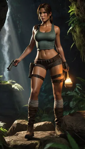 lara croft, short, bare navel, temple florest, strong Thighs
,lara,croft,tiana,female warrior,plus-size model,polynesian girl,maya,background ivy,kim,plus-size,cave girl,polynesian,gordita,missisipi a