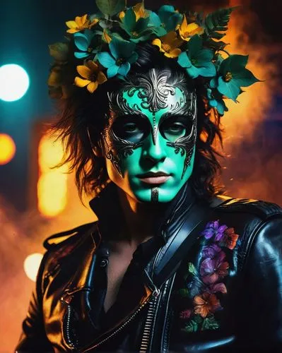 masquerade,day of the dead frame,kahila garland-lily,face paint,day of the dead,venetian mask,ironweed,dia de los muertos,la catrina,nepeta,artemisia,deadly nightshade,neon makeup,elven flower,la calavera catrina,catrina calavera,sugar skull,days of the dead,el dia de los muertos,neon body painting,Photography,Artistic Photography,Artistic Photography 08