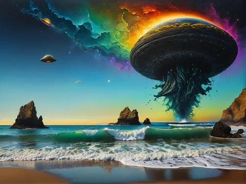 fantasy picture,rainbow waves,alien planet,fractals art,fantasy art,planet eart,Photography,General,Fantasy