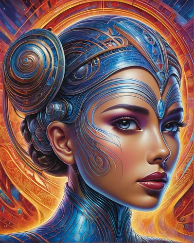 andromeda,horoscope libra,zodiac sign libra,fantasy art,sci fiction illustration,head woman,psychedelic art,fantasy portrait,zodiac sign gemini,biomechanical,world digital painting,blue enchantress,medusa,gemini,aura,neon body painting,cg artwork,fantasy woman,symetra,cyborg,Illustration,Abstract Fantasy,Abstract Fantasy 21