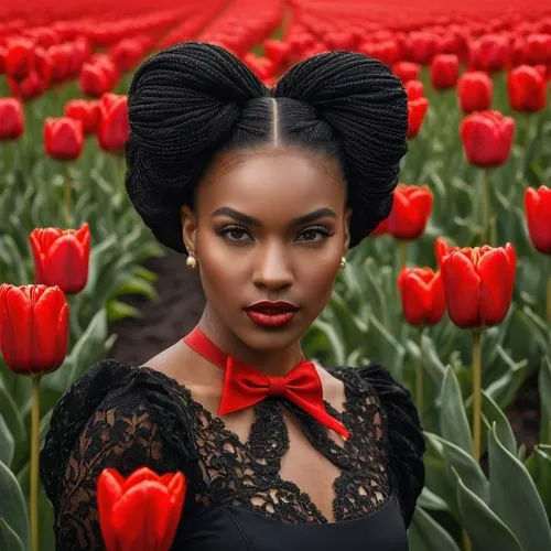 red tulips,red magnolia,tulips,tulipa,red petals,tulip festival,tulip,beautiful african american women,two tulips,red lipstick,beautiful girl with flowers,red flowers,tulip fields,tulip field,red flower,tulip background,red rose,african american woman,exotic flower,poppy red,Photography,General,Fantasy