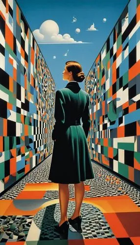 chirico,vandenbroucke,metzinger,bluemner,escher,mondriaan,woman walking,vasarely,mostovoy,jatte,follieri,vorticism,paolozzi,vivre,hejduk,optical illusion,jasinski,spiegelman,botero,morning illusion,Illustration,Realistic Fantasy,Realistic Fantasy 16