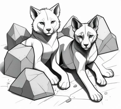 sphinxes,two wolves,akitas,lynxes,dholes,wolf couple