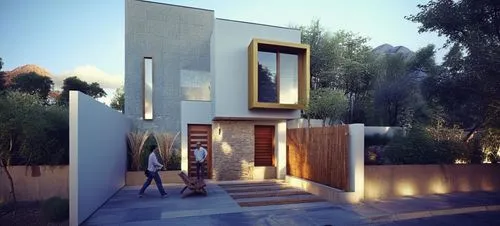 3d rendering,cubic house,vivienda,modern house,residential house,passivhaus,Photography,General,Realistic