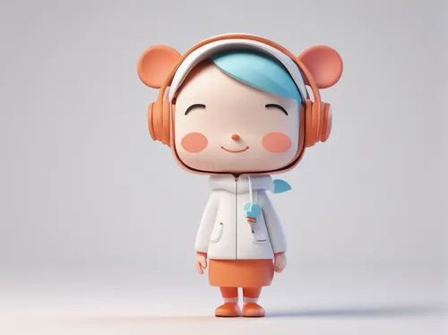 headphone,earphone,headphones,cute cartoon character,listening to music,headset,白斩鸡,hearing,music player,earbuds,wireless headphones,3d model,head phones,wireless headset,hatsune miku,vocaloid,ears,kids illustration,walkman,earphones,Unique,3D,3D Character