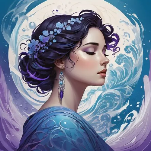 amphitrite,jasmine blue,fantasy portrait,arwen,blue enchantress,jasmine,Conceptual Art,Fantasy,Fantasy 23