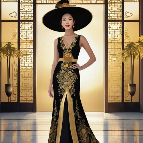 a floor-length dress,miss vietnam,xiaoqing,eveningwear,evening dress,fashion vector,Photography,Artistic Photography,Artistic Photography 14