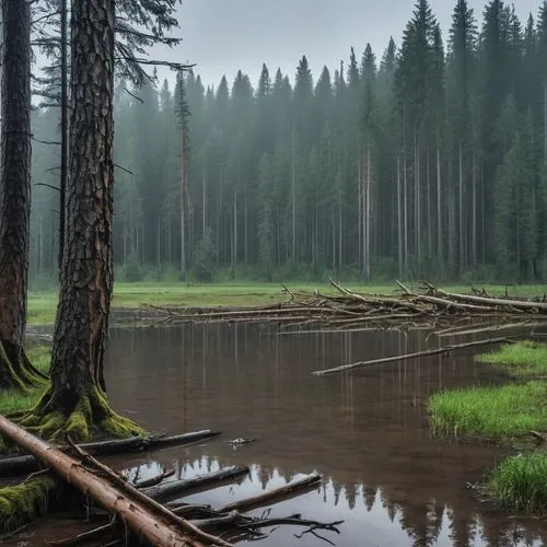 temperate coniferous forest,coniferous forest,spruce forest,slowinski national park,foggy forest,northern black forest,tropical and subtropical coniferous forests,forest landscape,log bridge,riparian forest,bavarian forest,row of trees,meadow and forest,fir forest,salt meadow landscape,deforested,fallen trees on the,wooden bridge,black forest,pine forest