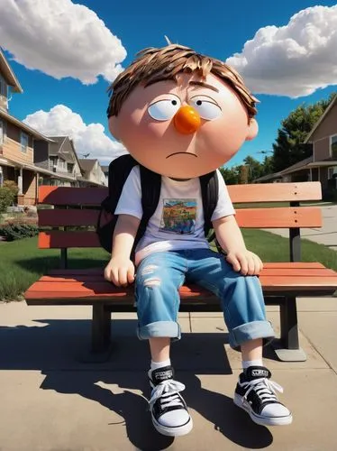 cute cartoon character,pubg mascot,animated cartoon,johnny jump up,recess,peanuts,cartoon character,peter,cute cartoon image,dipper,sit,clay animation,3d render,child in park,3d rendered,3d model,agnes,child is sitting,man on a bench,bert,Photography,Fashion Photography,Fashion Photography 05