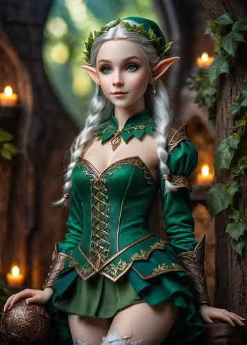 Female Elf Ball-Jointed Doll.,wood elf,elf,elves,male elf,elven,violet head elf,fae,baby elf,elves flight,female doll,scandia gnome,faerie,faery,elven forest,fairy tale character,dryad,green aurora,ha