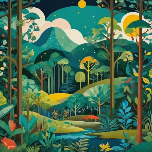 forest landscape,tropical jungle,rainforest,jungle,forest background,home landscape,greenhouse cover,palm house,rain forest,vegetables landscape,game illustration,cartoon forest,digital background,forest animals,mushroom landscape,art deco background,the forests,forests,the forest,night scene,Art,Artistic Painting,Artistic Painting 38