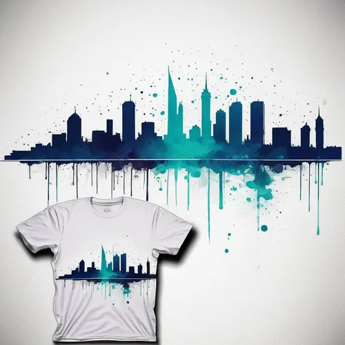 Create a tshirt design with a sophisticated mood and a city skyline element.,city skyline,print on t-shirt,city cities,abstract design,t-shirt printing,city scape,cities,isolated t-shirt,city,t-shirt,