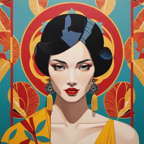 art deco woman,tretchikoff,geisha girl,geisha,geiko,oiran,Art,Artistic Painting,Artistic Painting 23