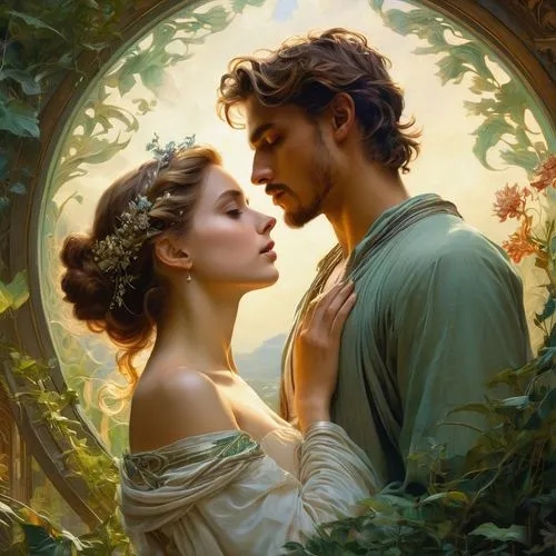 romantic portrait,frary,leighton,garamantes,a fairy tale,romantic scene,secret garden of venus,fairytale,idyll,horrobin,fairy tale,girodet,garden of eden,madding,romanza,scent of jasmine,melian,fantasy picture,romantica,emile vernon,Conceptual Art,Fantasy,Fantasy 05