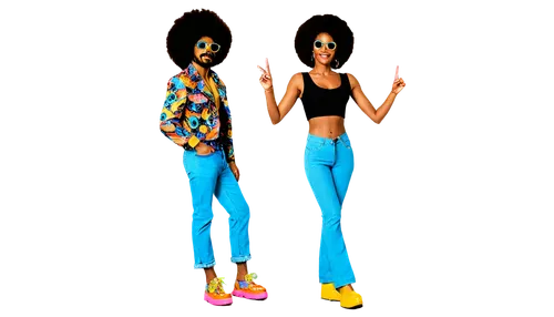 Retro 1970s symbol, colorful peace sign, psychedelic pattern, flower power, disco ball, vinyl record, cassette tape, boombox, bell-bottom jeans, platform shoes, big afro hair, sunglasses with thick fr