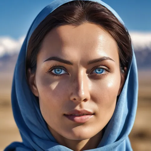 muslim woman,arabian,iranian,women's eyes,arab,islamic girl,argan,middle eastern monk,hijaber,bedouin,arabian mau,persian,eurasian,hijab,heterochromia,woman portrait,ojos azules,world digital painting,woman face,the blue eye,Photography,General,Realistic