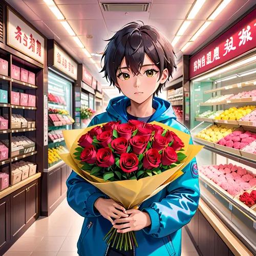 florist,flower delivery,flower shop,holding flowers,florist gayfeather,valentine flower,with a bouquet of flowers,flower stand,flower bouquet,valentine candy,bouquet of roses,rose apples,flower booth,valentine,valentine's day,valentine's,valentine day,bouquet of flowers,bouquet,sugar roses,Anime,Anime,Realistic