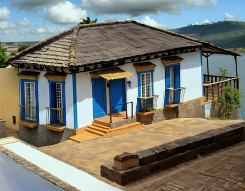 video em que estamos andando e entrando na casa ,a house that has a deck and blue doors,paracatu,baracoa,casitas,fianarantsoa,tiradentes,paraty