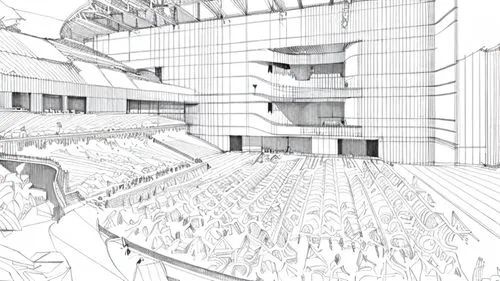 wireframe graphics,multistoreyed,brutalist architecture,kirrarchitecture,wireframe,school design,lecture hall,arq,office line art,archidaily,concept art,urban design,pencils,panopticon,mono-line line 