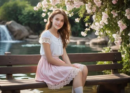 beautiful girl with flowers,girl in flowers,olesya,country dress,dirndl,girl in a long dress,evgenia,girl in white dress,liliya,relaxed young girl,lesya,wooden bench,dasha,shishkina,lopatkina,beautiful young woman,svitlana,floral skirt,springtime background,girl in the garden,Photography,Artistic Photography,Artistic Photography 01