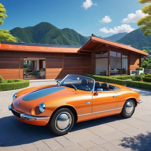 alpine style,giugiaro,miura,porsche targa,alpine drive,autoeuropa,Illustration,Japanese style,Japanese Style 03