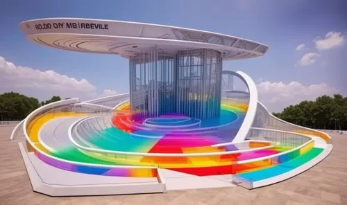 舞台,futuristic art museum,sky space concept,amphitheater,helipad,solar cell base,mobile sundial,the observation deck,playground slide,guggenheim museum,public art,observation deck,rescue helipad,planet