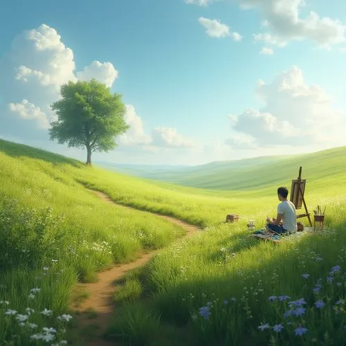 landscape background,meadow play,meadow landscape,clannad,summer meadow,summer day,meadow,children's background,springtime background,green meadow,hosoda,grassfields,arrietty,hisaishi,dandelion field,spring background,blooming field,girl and boy outdoor,idyll,a beautiful day,Photography,General,Realistic