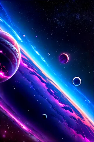 Galaxy, space, stars, planets, nebula, cosmic dust, vibrant colors, 4K resolution, PC wallpaper, panoramic view, cinematic composition, high contrast, deep blues and purples, soft glow, subtle texture