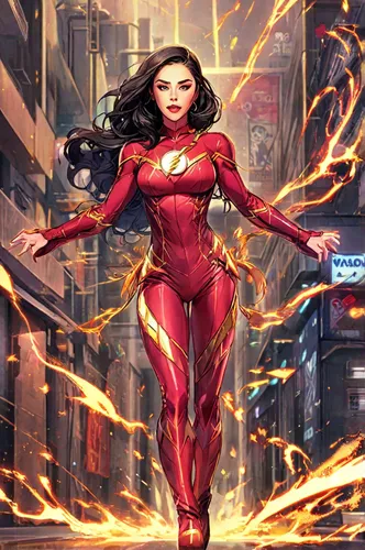 WOMAN,superhero background,cg artwork,wonder woman city,goddess of justice,red super hero,sprint woman,super heroine,captain marvel,fire background,flash unit,super woman,flash,scarlet witch,fiery,fig