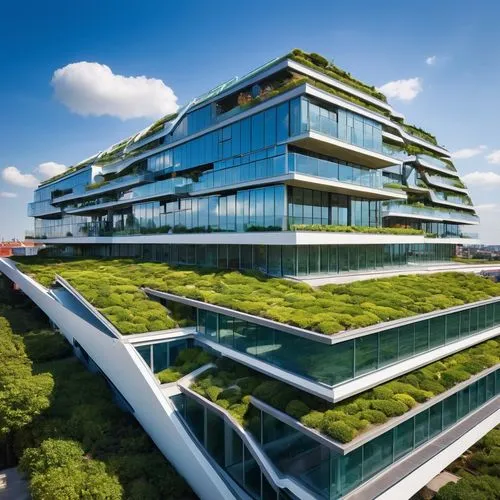 autostadt wolfsburg,greentech,solar cell base,seasteading,futuristic architecture,vinoly,Photography,General,Realistic