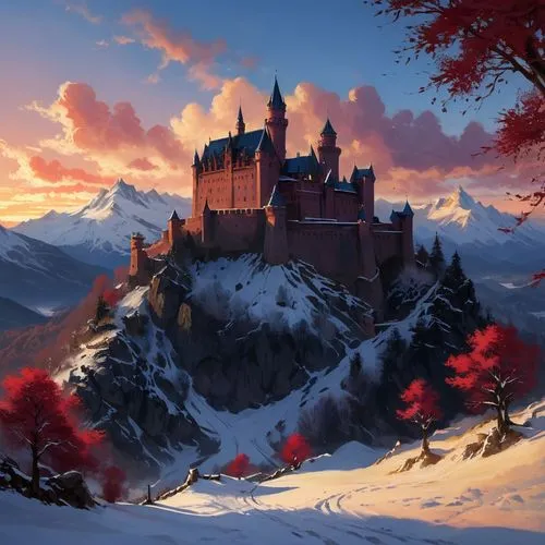 winterfell,summit castle,knight's castle,fairy tale castle,fairytale castle,medieval castle,Conceptual Art,Fantasy,Fantasy 11