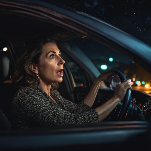 woman in the car,witch driving a car,autonomous driving,driving assistance,ban on driving,night highway,drivers who break the rules,automotive lighting,behind the wheel,car communication,car lights,automotive navigation system,girl in car,electric driving,elle driver,woman holding a smartphone,scared woman,night photography,highway lights,driver,Photography,General,Fantasy