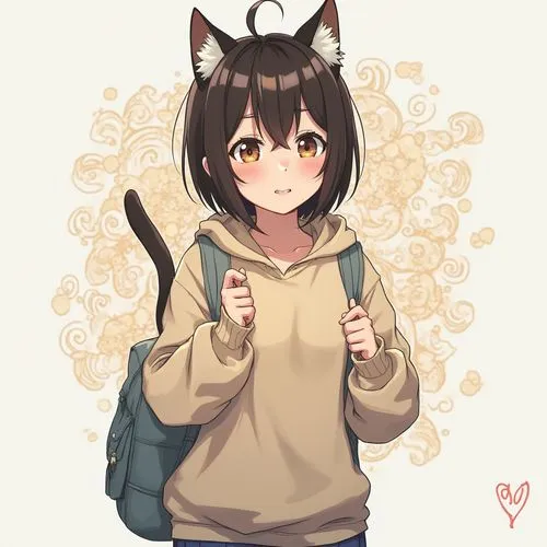 maekawa,neko,kaban,nya,tsukiko,cat ears