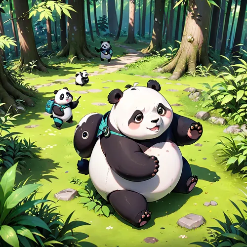 giant panda,panda bear,pandas,panda,chinese panda,kawaii panda,little panda,baby panda,pandabear,bamboo,kawaii panda emoji,game illustration,panda cub,bamboo forest,cute cartoon image,oliang,forest animals,cute cartoon character,panda face,cartoon forest,Anime,Anime,Traditional